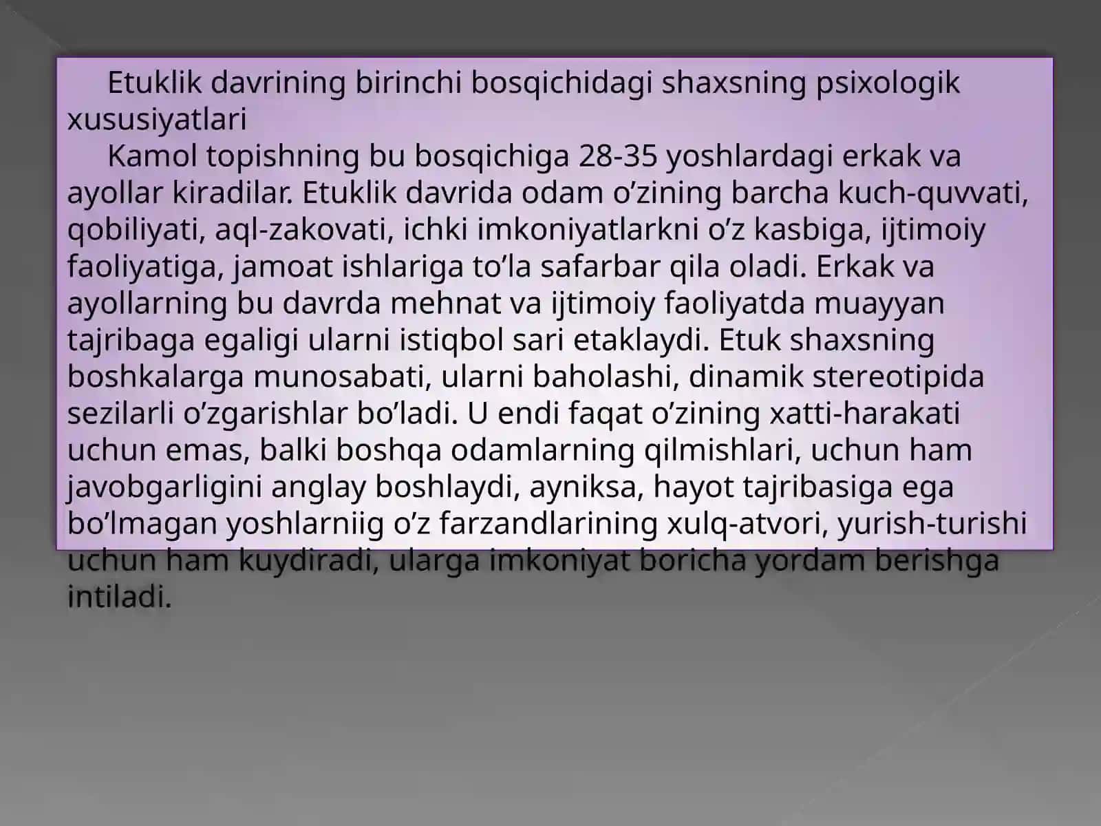 YETUKLIKNING UMUMPSIXOLOGIK TAVSIFNOMASI 4