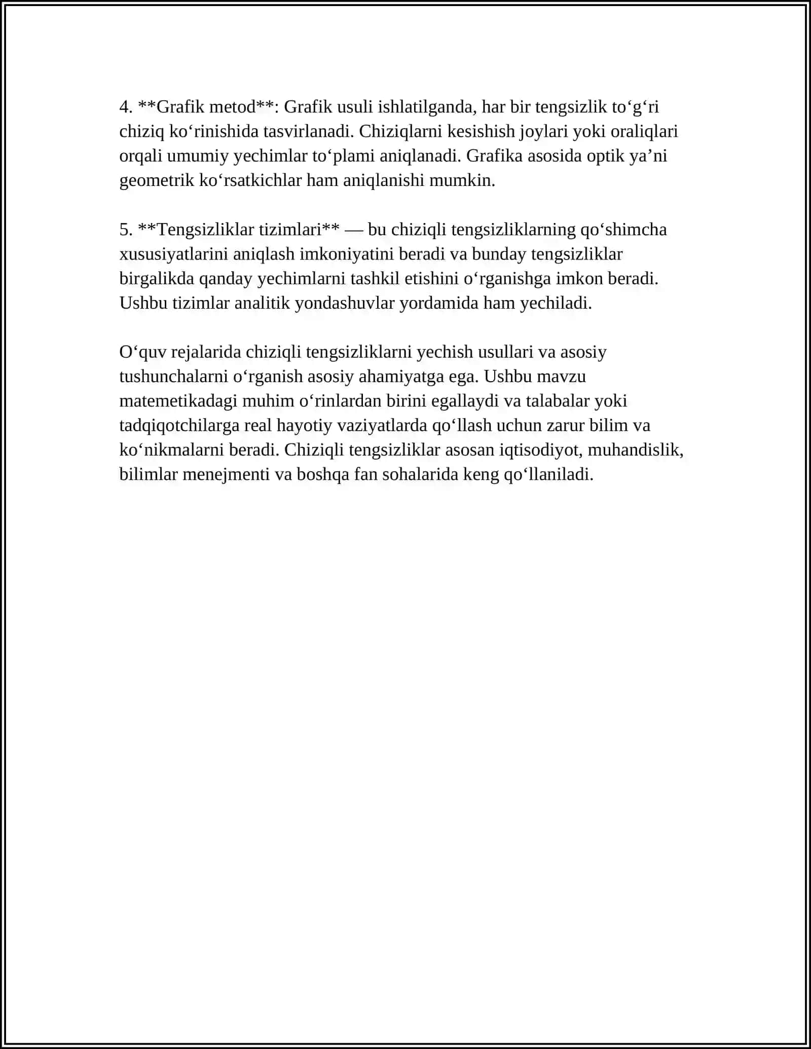 CHIZIQLI TENGSIZLIKLAR SISTEMASI VA ULARNI YECHISH USULLARI 4