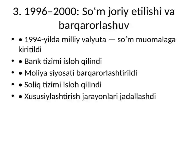 O‘zbekistonning Bozor Iqtisodiyotiga Bosqichma-Bosqich O‘tishi 4