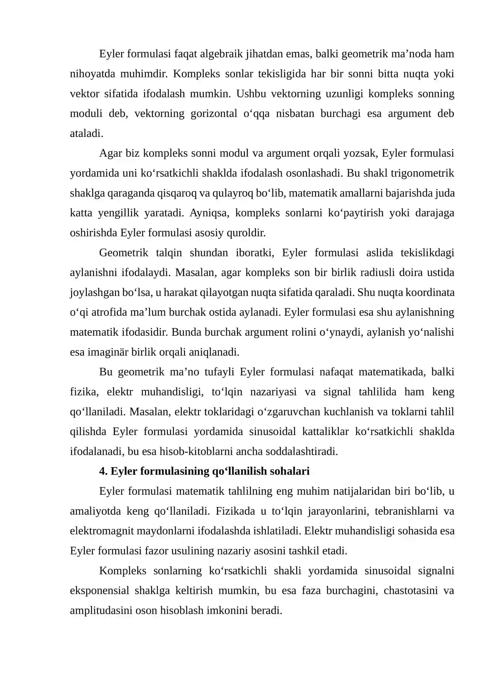 Eyler formulasi.kompleks sonning ko'rsatkichli shakli 4