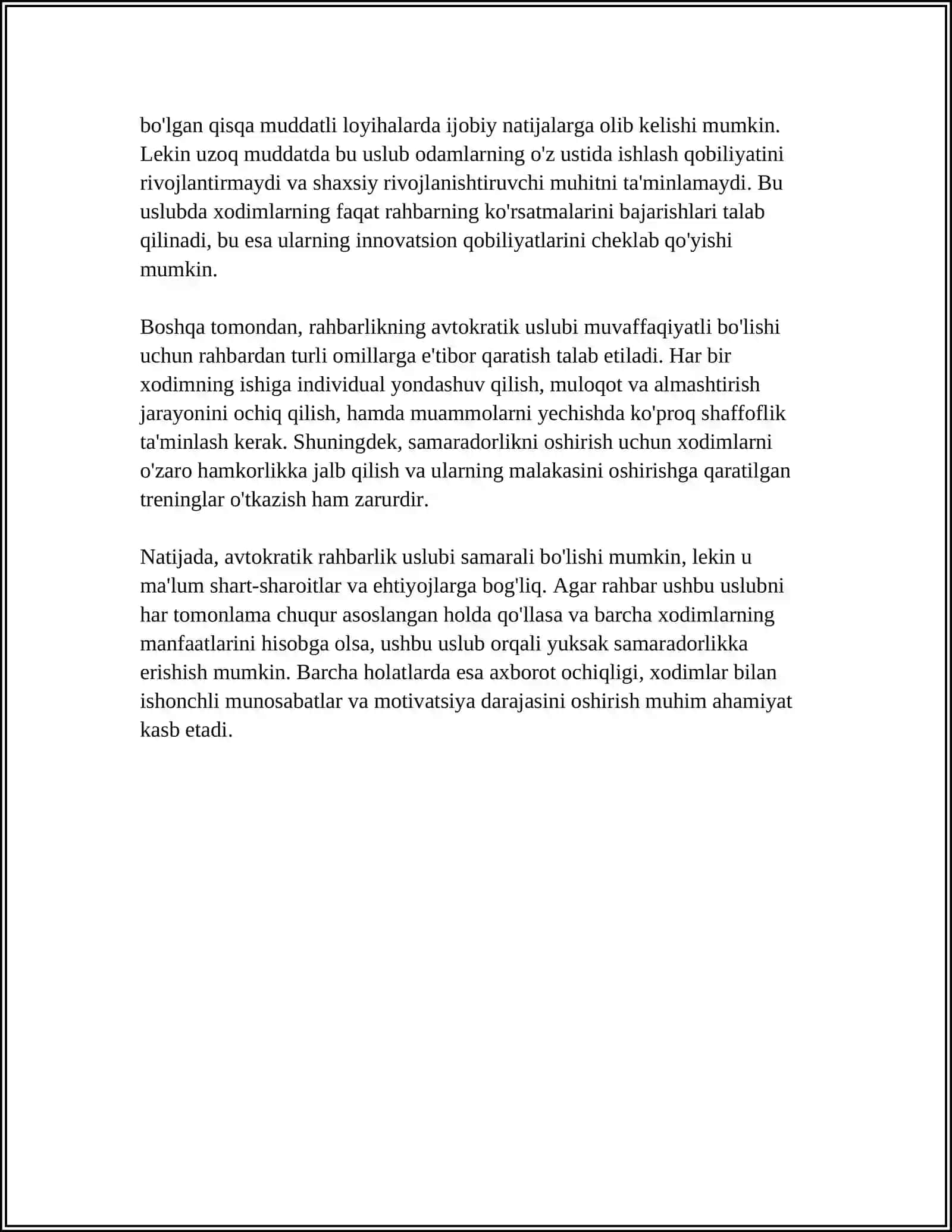 RAHBARLIK USHLARI VA ULARLING SAMARADORLIGI 4