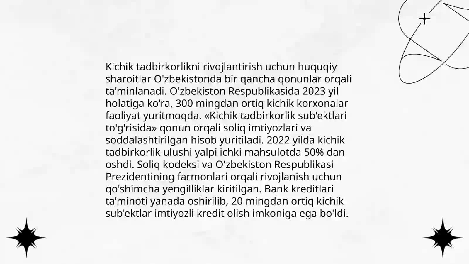 O'zbekistonda kichik tadbirkorlikni rivojlantirish va uning istiqbollarini o’rganish 4