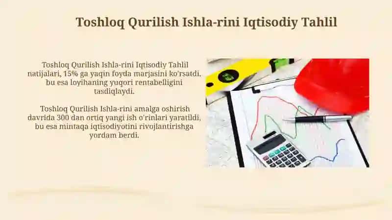 Toshloq Qurilish Ishining Iqtisodiy Tahlili 4