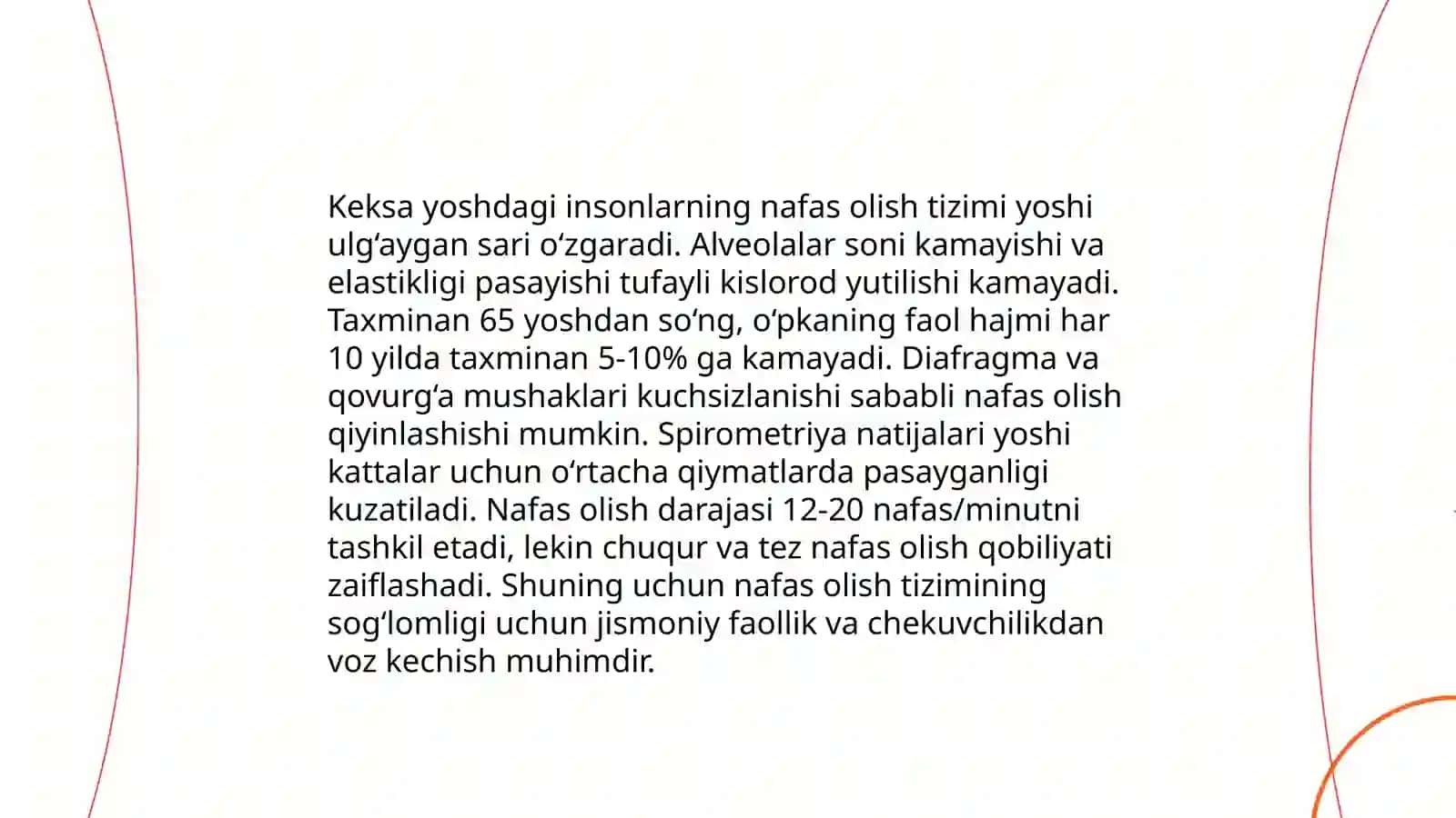 Keksa bemor. Keksa organizimning fiziologik xususiyatlari 4