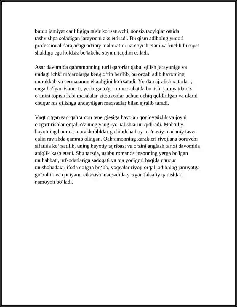 "OTAMDAN QOLGAN DALALAR"ASARI ROMANI 4