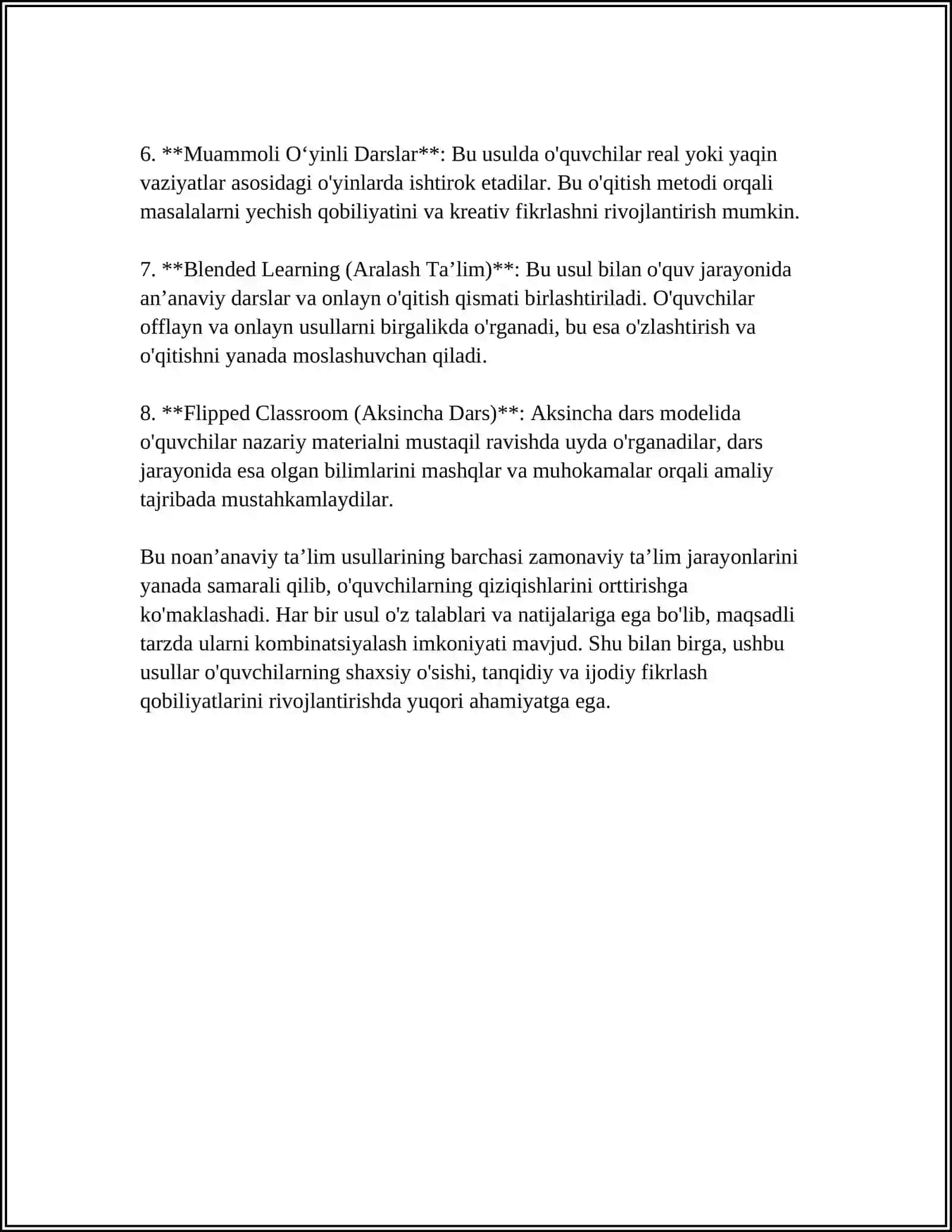 4-SINF ONA TILI DARSLARIDA NOANʼANAVIY USULLARDAN FOYDALANISH 4