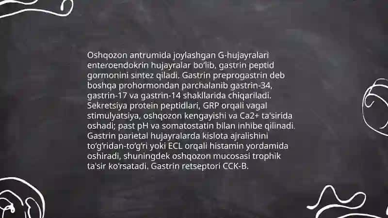 Hazmlanish jarayonining endokrin boshqariluvchi 4