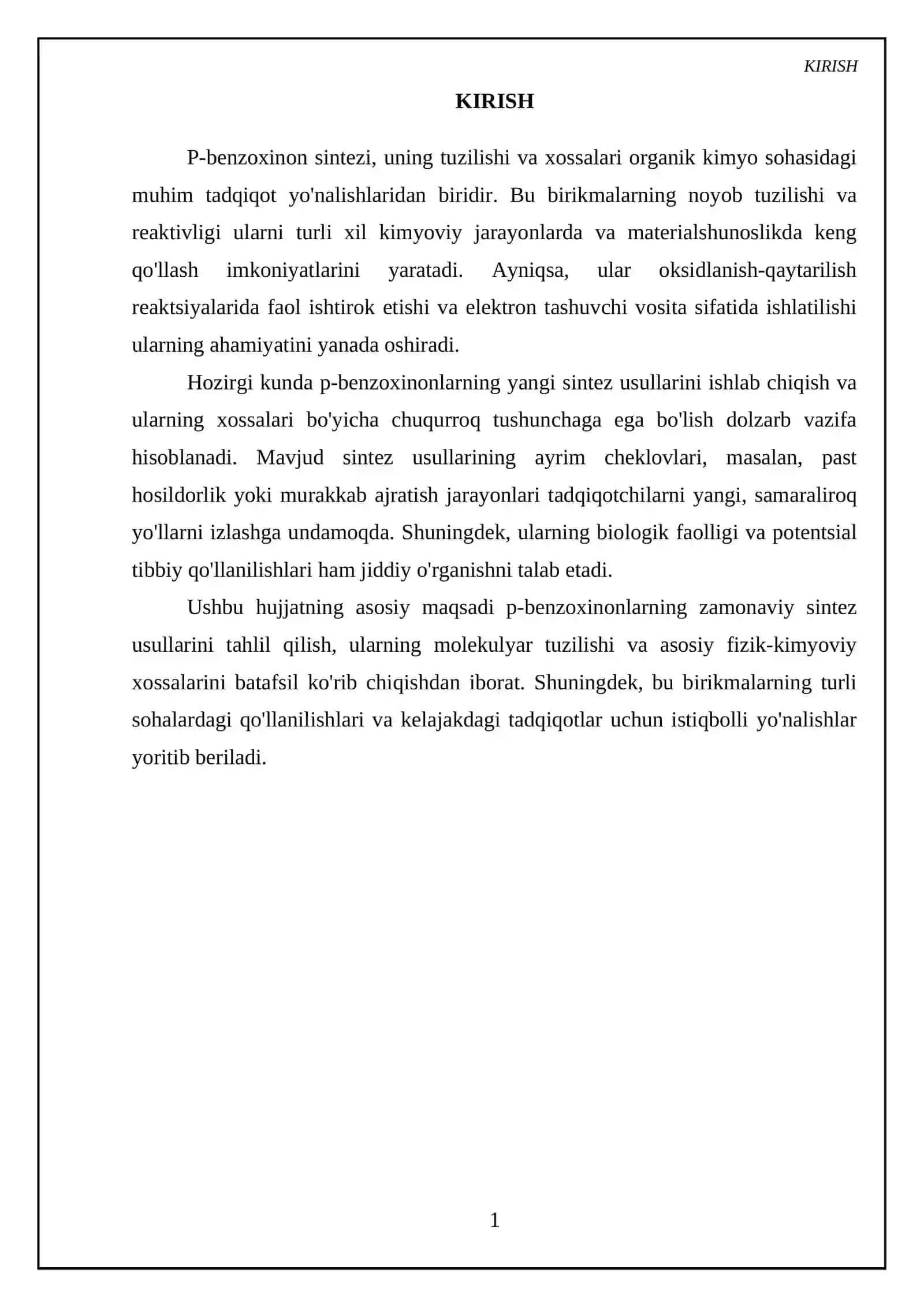 P-benzoxinon sintezi uning tuzilishi va xossalari 4