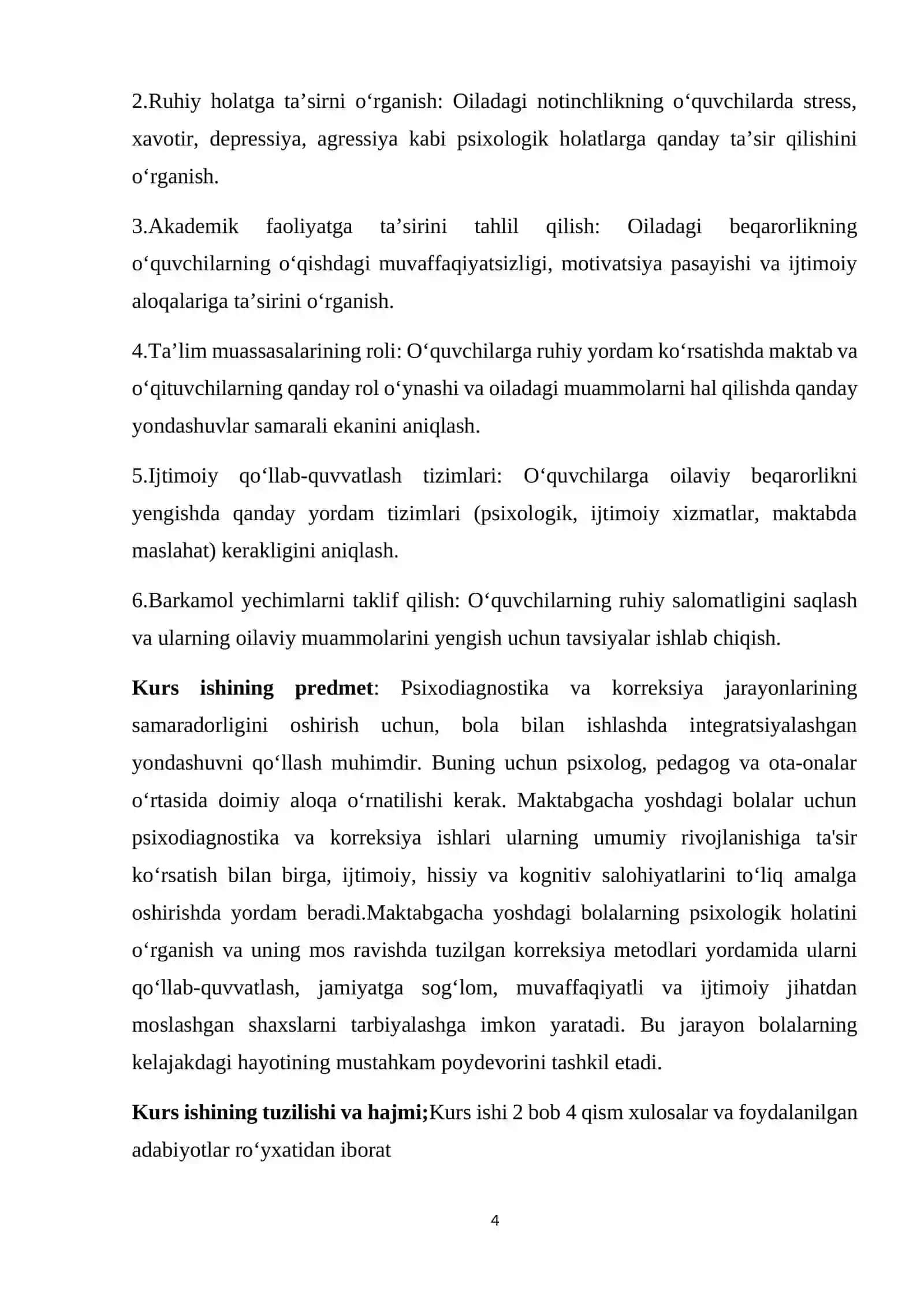 MAKTABGACHA YOSHDAGI BOLALARDA FOBIYALAR PSIXODIAGNOSTIKASI VA KORREKSIYASI KURS ISHI 4