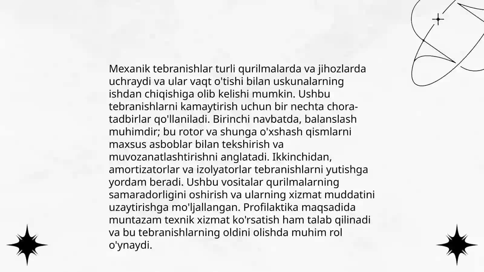 Ish joyida uchraydigan fizikaviy ta'sirlar va ularni oldini olish chora- tadbirlarini ishlab chiqish 4