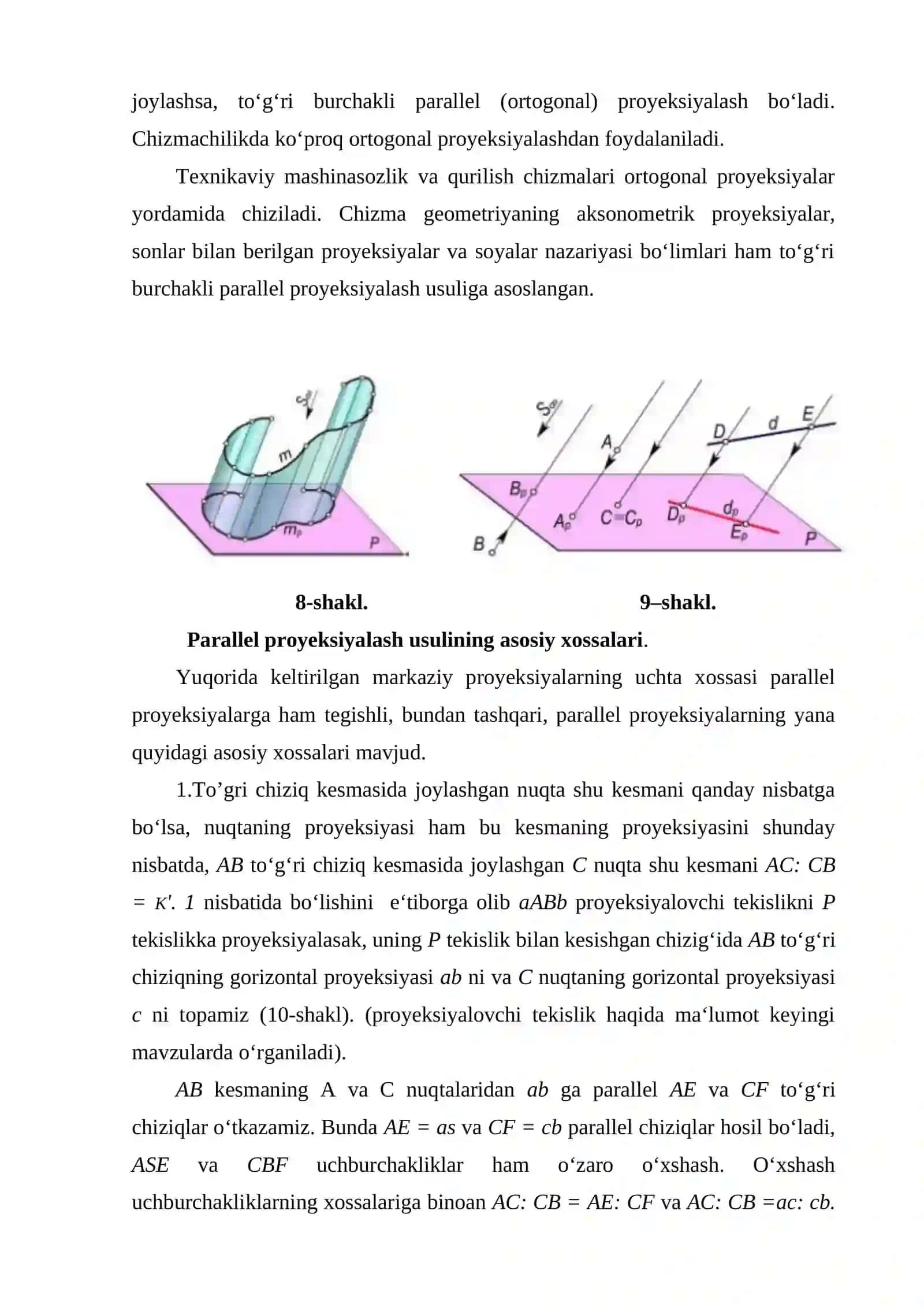 Proyeksiyalash usullari. Monj usuli nuqta 4