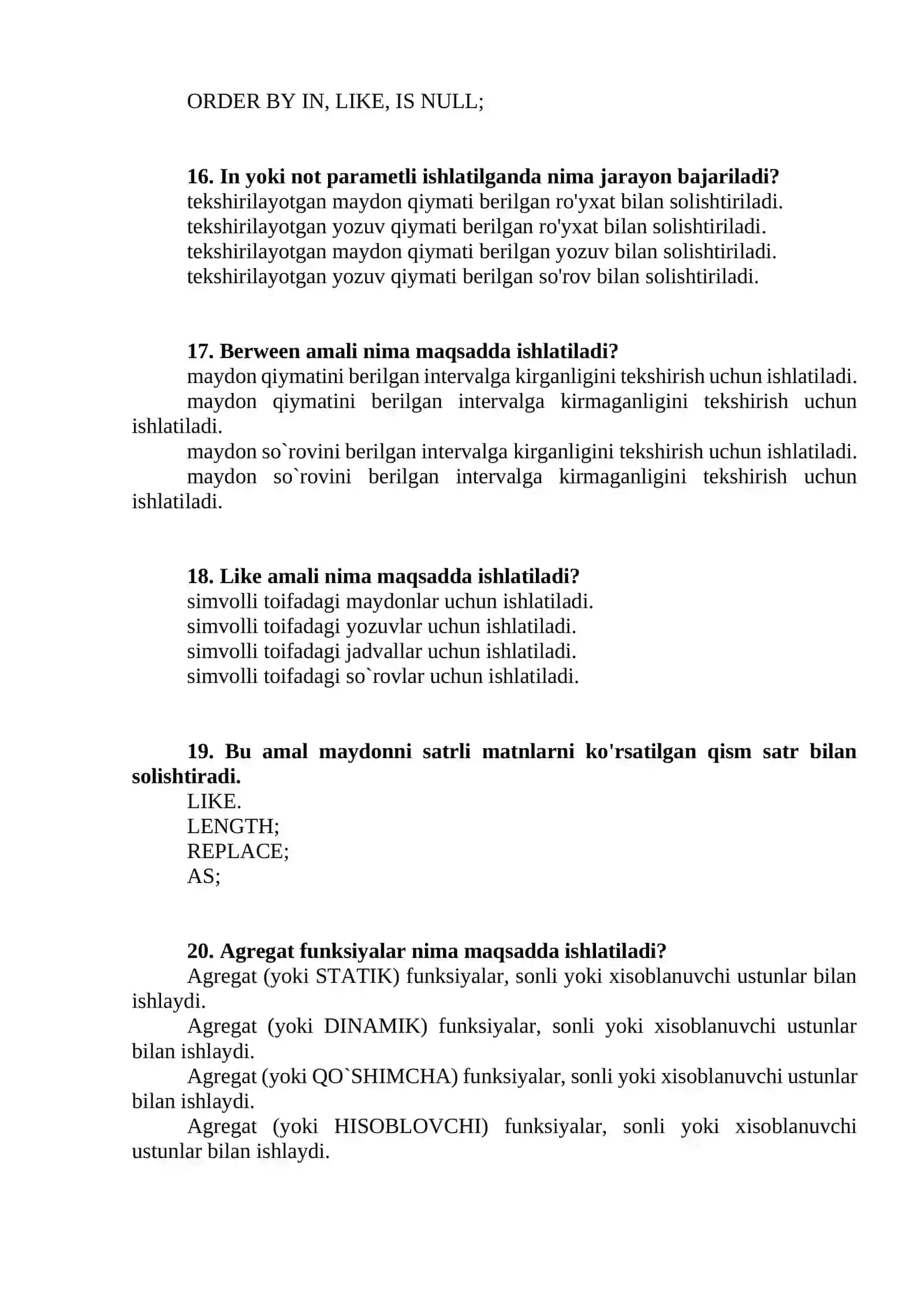 Ma'lumotlar bazasini boshqarish tizimida DDL dan nima maqsadda foydalaniladi? 4