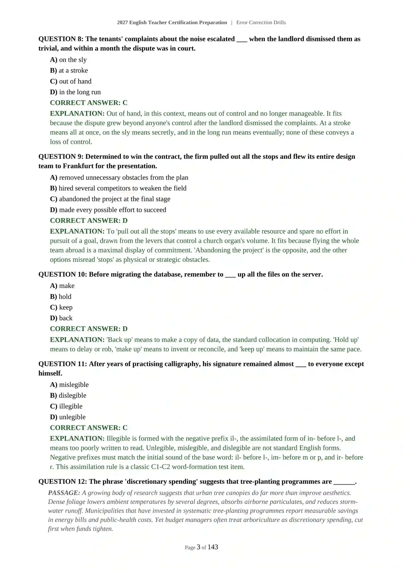 Error Correction Drills for English Teacher Certification Preparation 4