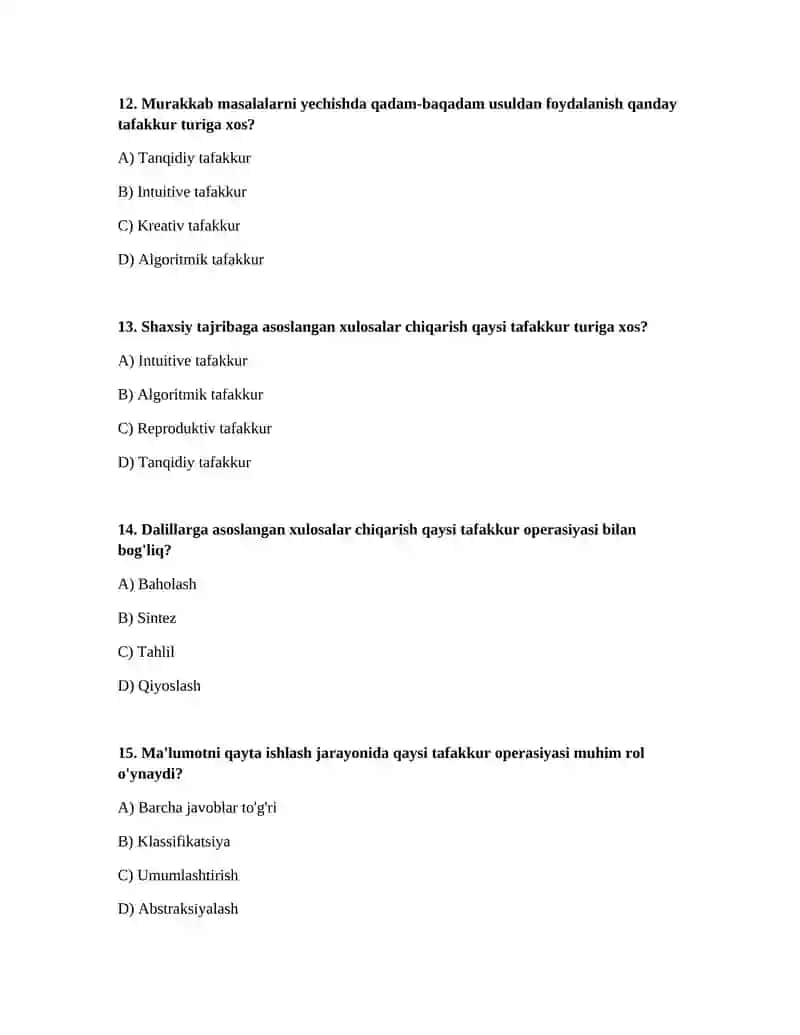 Tafakkur operasiyalari 4