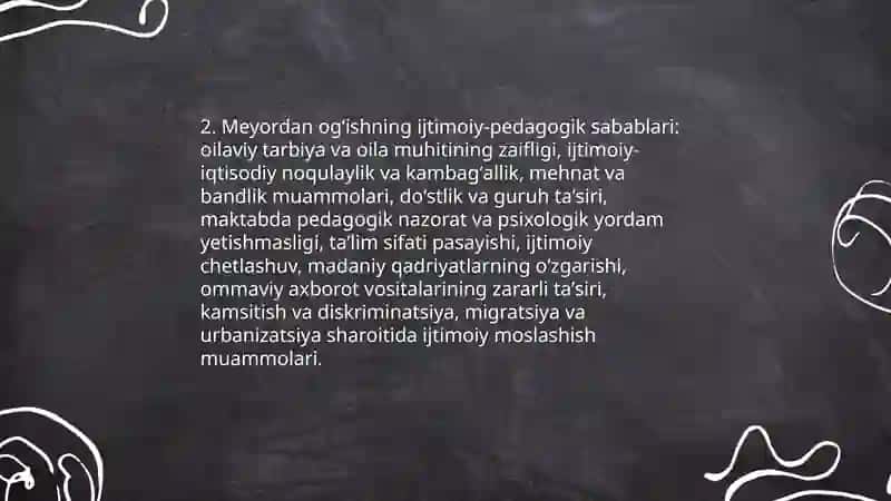 Meyordan ogʻish tushunchasi va ijtimoiy-pedagogik taʼriflari 4