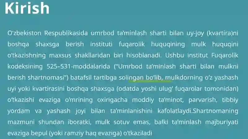 Umrbodta’minlash sharti bilan uy-joy (kvartira) ni boshqash shaxsga berish 4