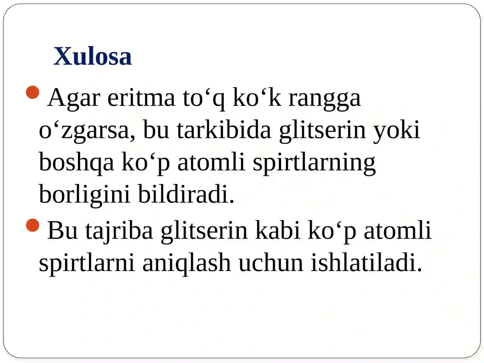 Ko'p atomli spirtlarga oid tajribalar 4