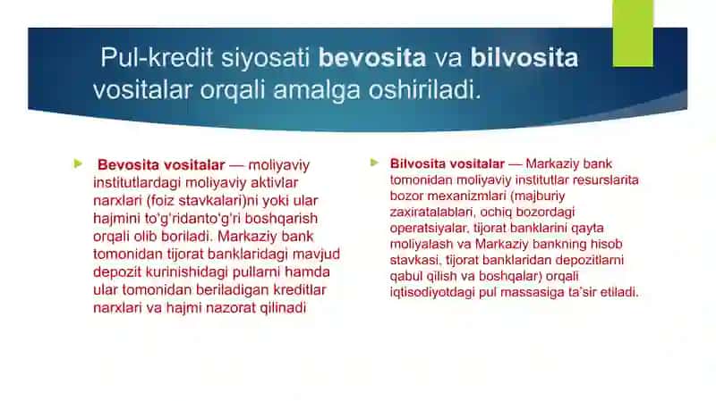 Davlatning pul-kredit siyosati va amalga oshirish vositalari 4