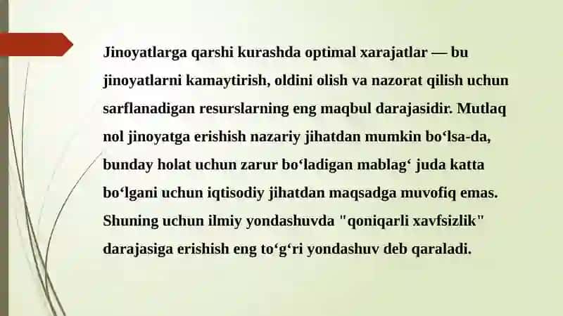 Jinoyatlarga qarshi kurashning optimal xarajatlari 4