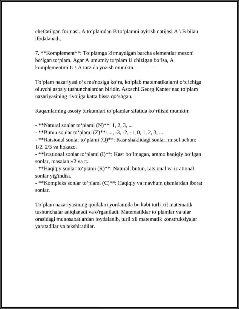 TOʻPLAMLAR 4