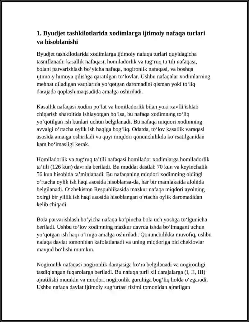 BYUDJET TASHKILOTLARIDA XODIMLAR BILAN IJTIMOIY NAFAQA BOʻYICHA HISOB-KITOBLAR HISOBI 4