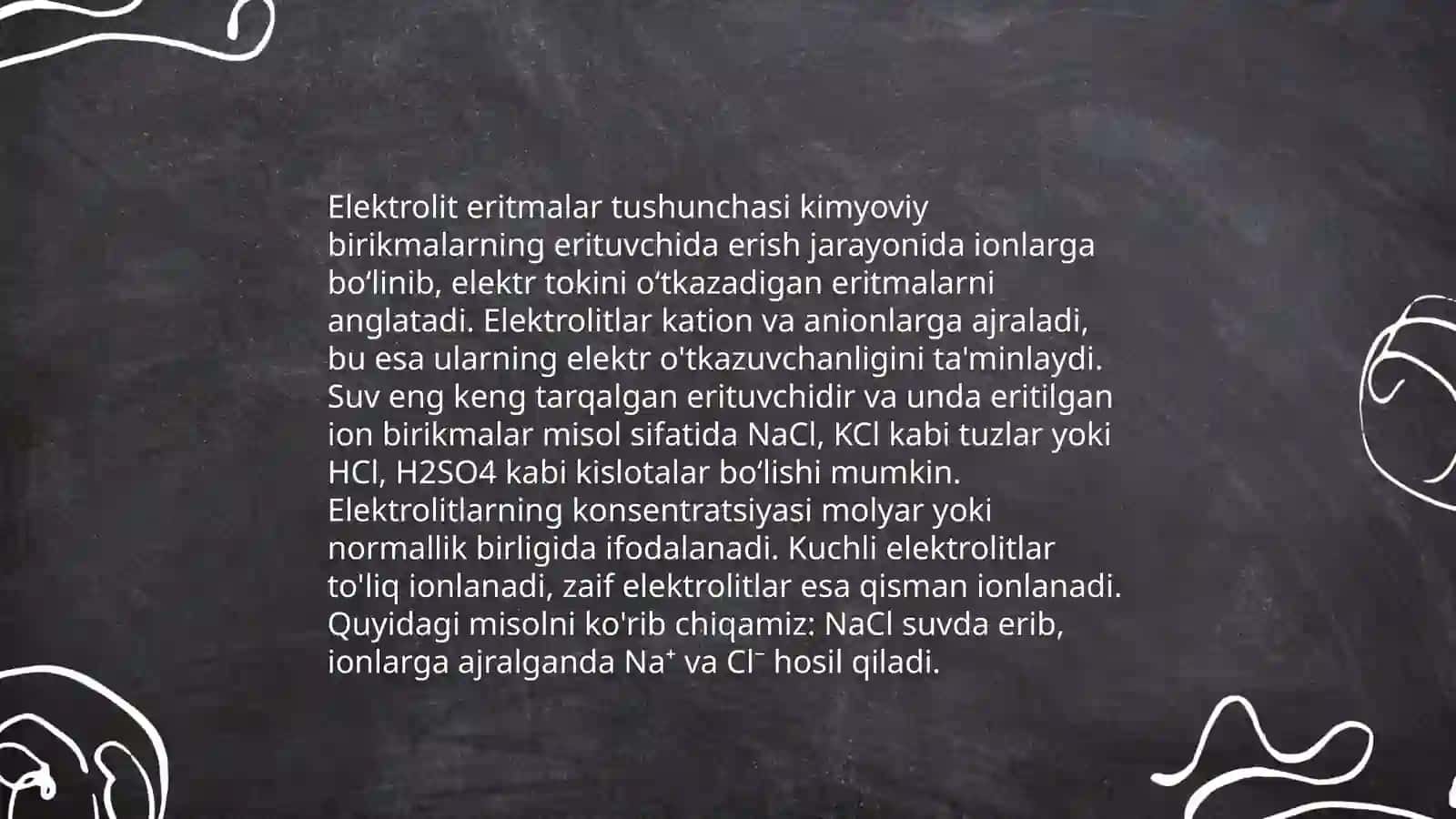 Organizmning biologik suyuqliklari elektrolit va noelektrolit eritma sifatida 4
