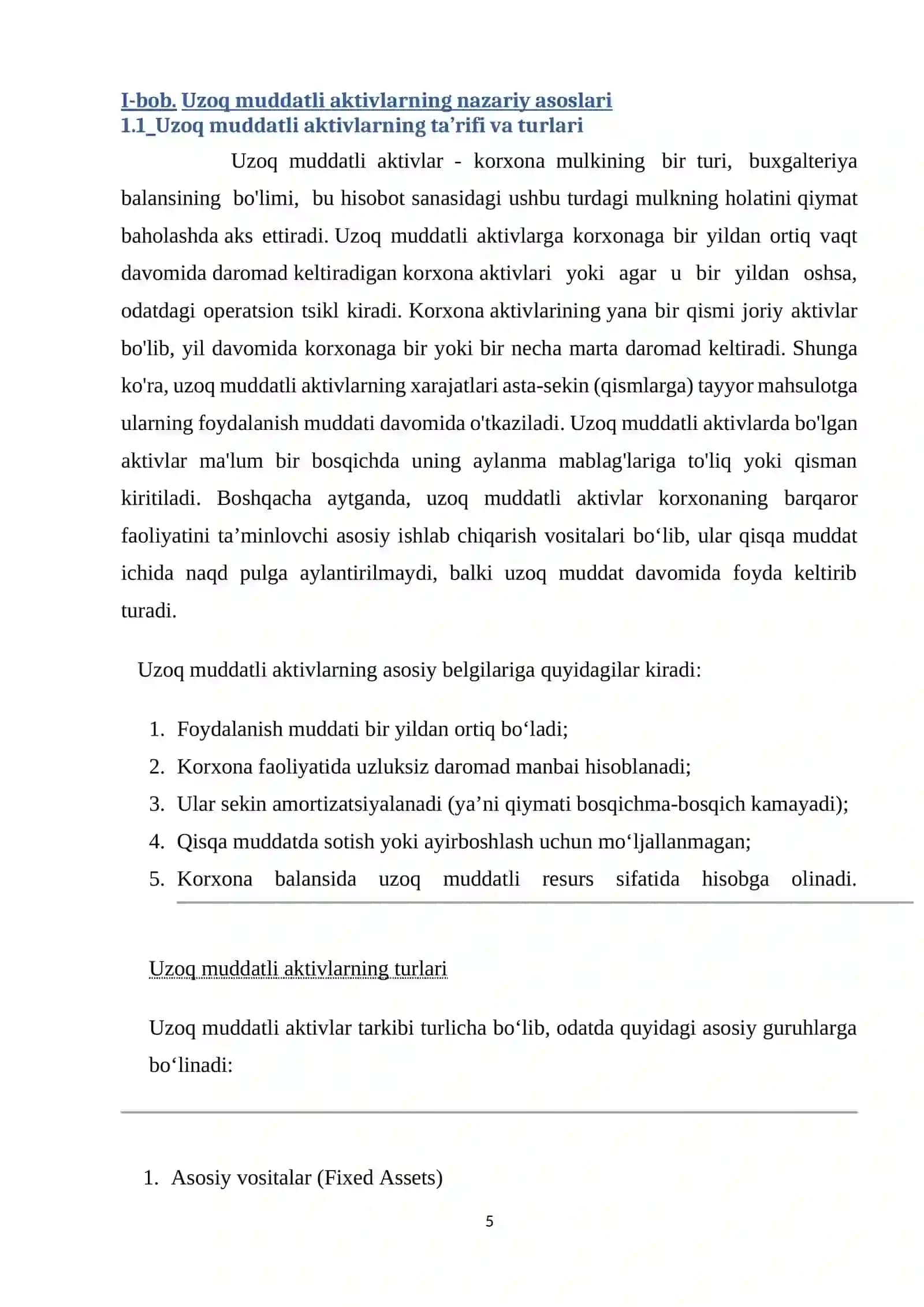 Uzoq muddatli aktivlarni hisobga olish, baholash va qayta baholashning dolzarb muammolari 4