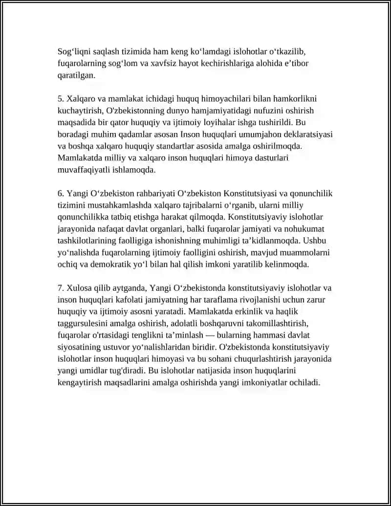 Yangi Özbekistonda Inson Haq-Huquqlari va Erkinligi Kafolatining Yaratilishi 4