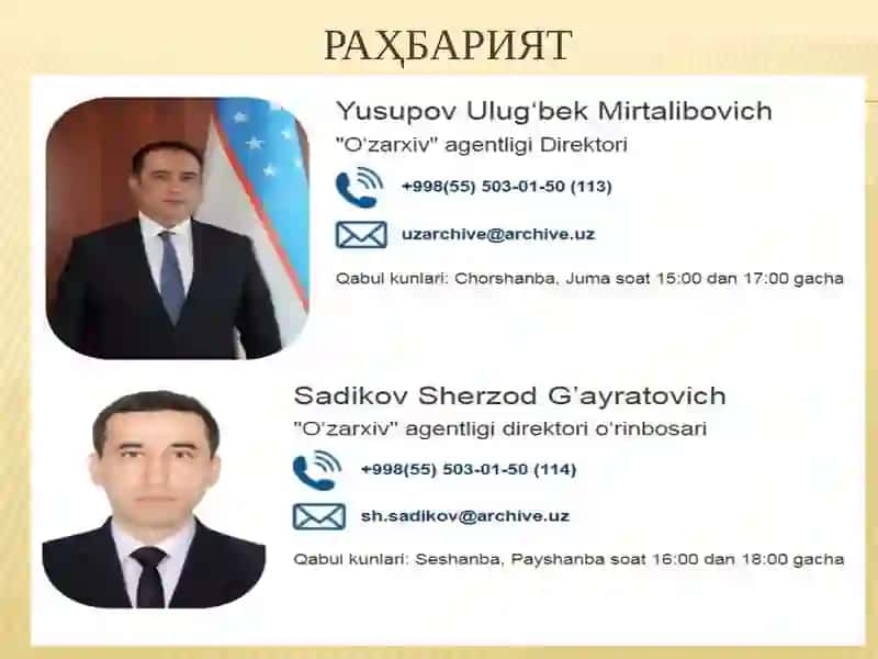 Yangisi “O‘zarxiv” agentligi faoliyati - Ўзбекистон Республикаси “Ўзархив” агентлиги фаолияти 4