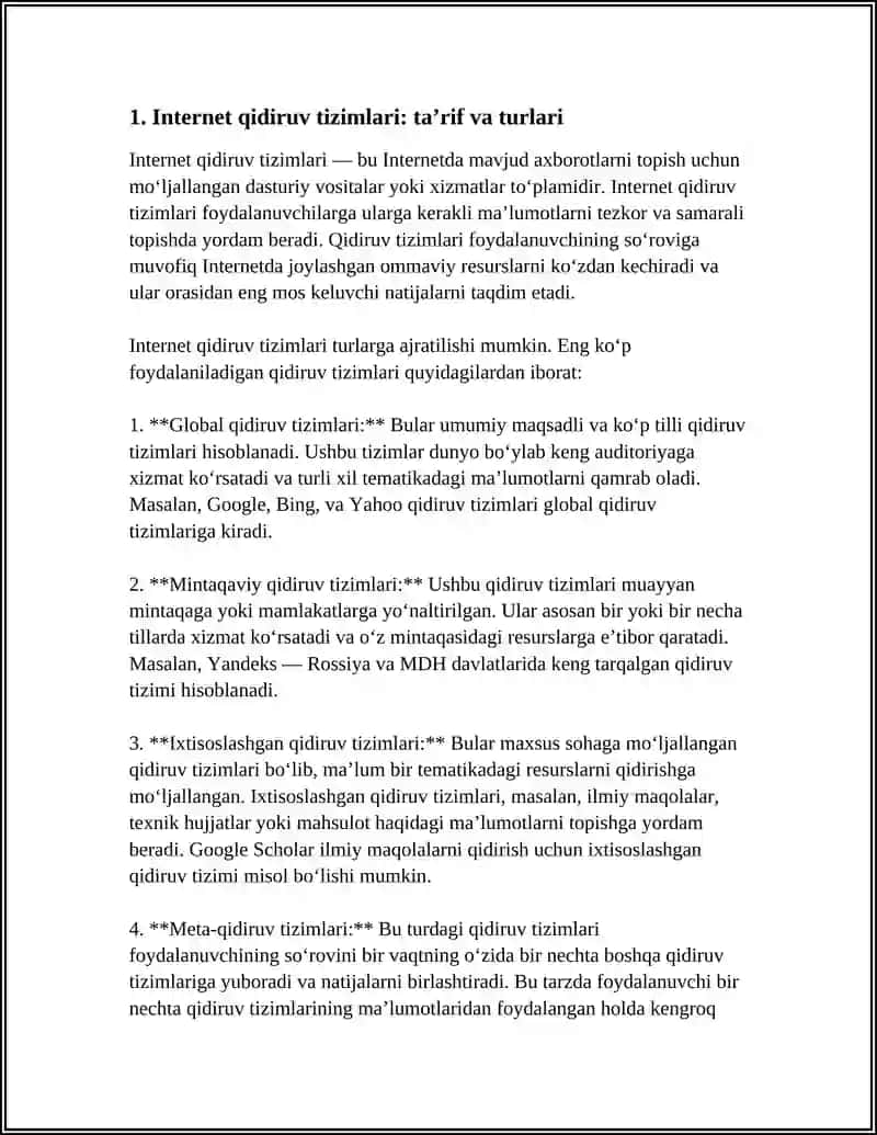 INTERNET QIDIRUV TIZIMIDA AXBOROTLAR QIDIRISH VA TANLANGAN AXBOROTLARNI OLISH 4