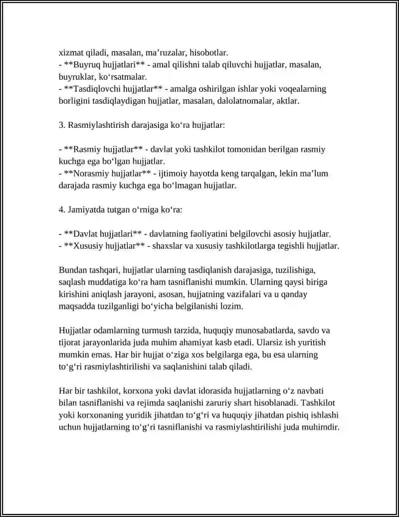 Hujjat Turlari va Xususiyatlari 4