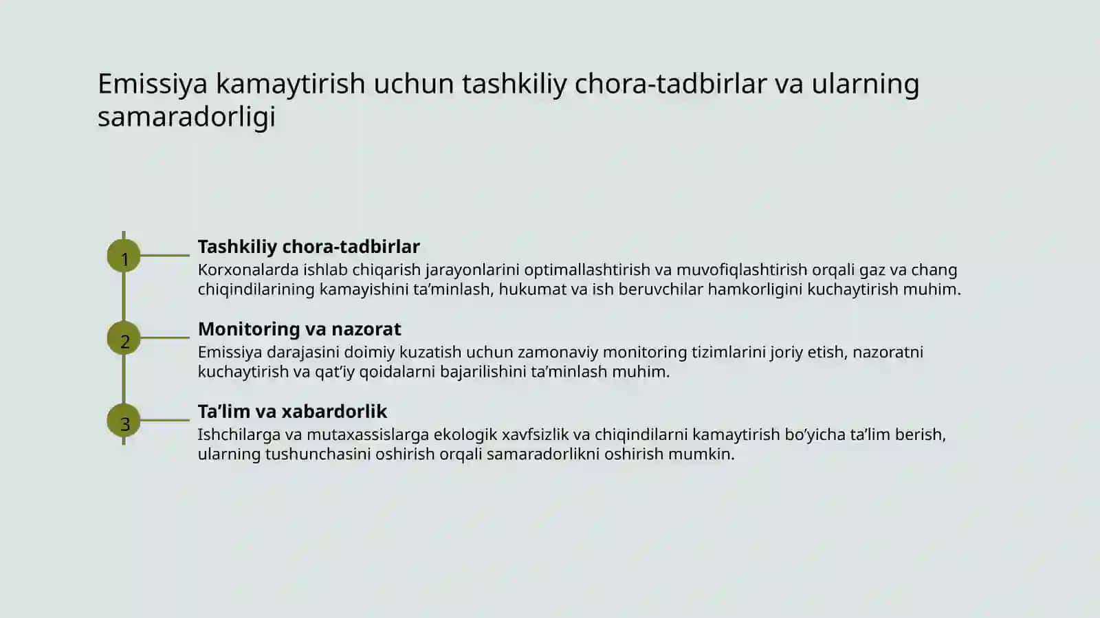Atmosferaning sanoat korxonalarining gaz-chang chiqindilaridan muhofaza qilishning tashkiliy texnik, texnologik va sanitar-gigienik chora tadbirlari 4