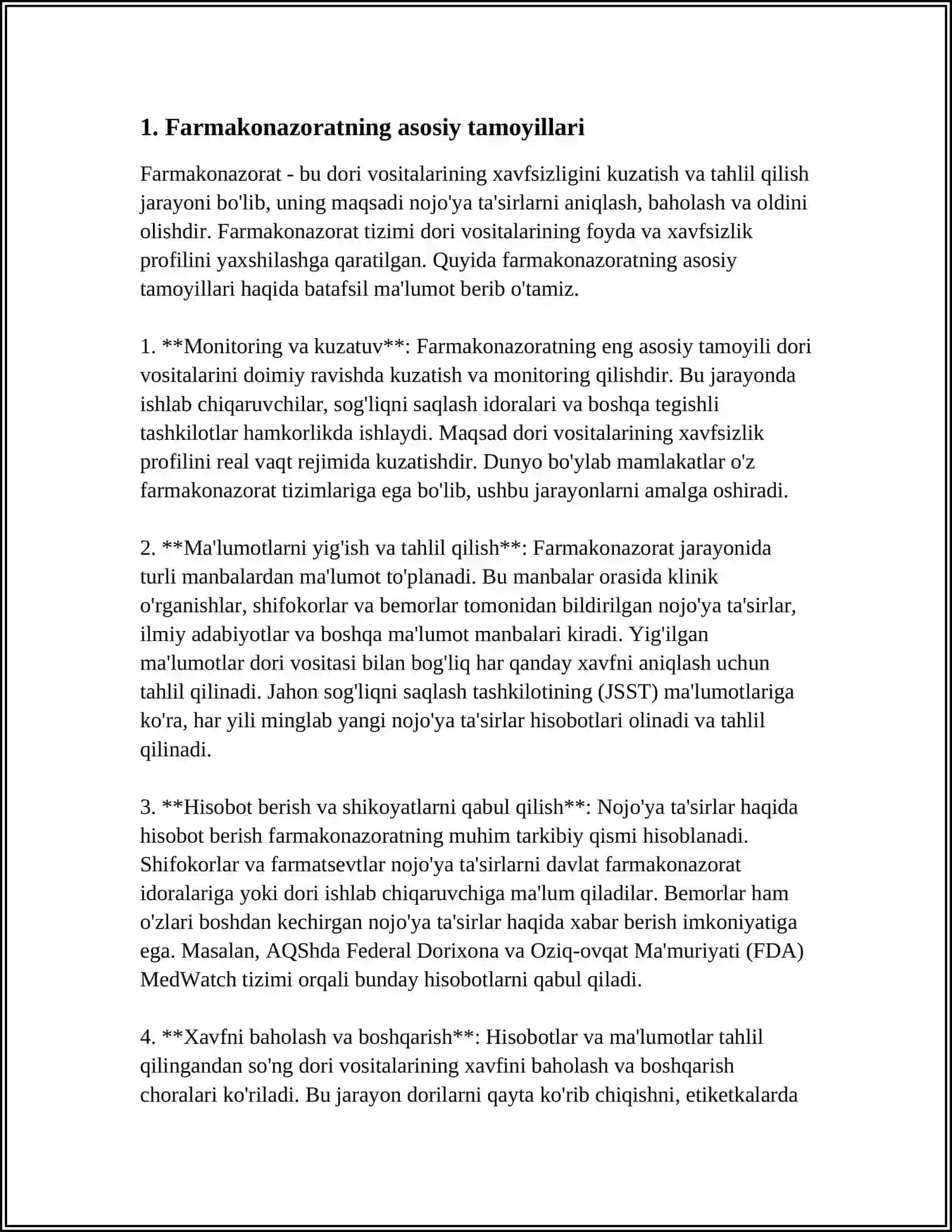 CHET DAVLATLARDA FARMAKONAZORAT TIZIMINI OLIB BORILISHI 4