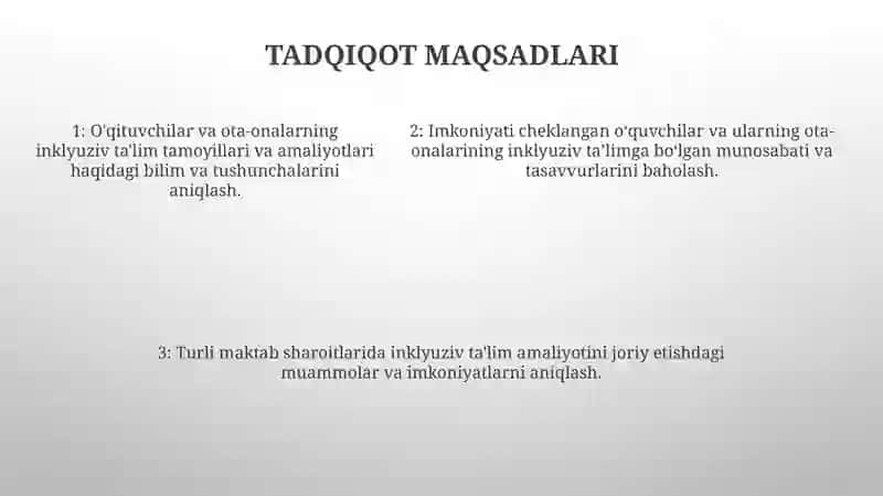 Inklyuziv Ta'Lim G'Oyalarini Amaliyotga Tatbiq Etish Bo‘Yicha Turli Guruhlarga Mansub Respondentlarning Fikrlarini Aniqlashga Qaratilgan Sotsiologik Tadqiqotlar 4