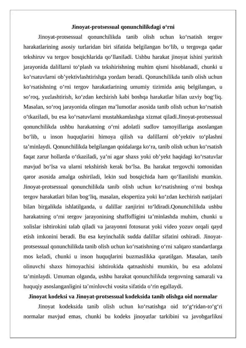 Tanib olish uchun ko‘rsatish tergov harakati 4