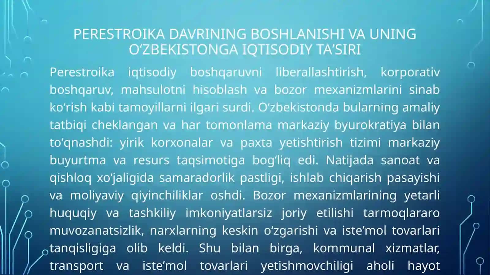 "QAYTA QURISH " yillarida Oʻzbekistonda ijtimoiy-siyosiy vaziyat 4