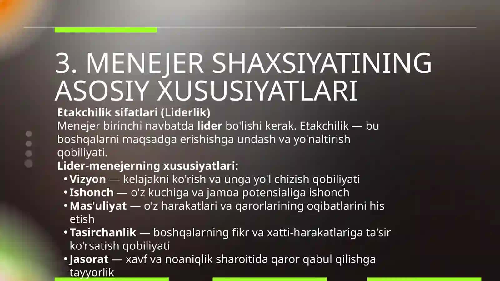MENEJER SHAXSIYATI VA PROFESSIONAL KO'NIKMALARI 4