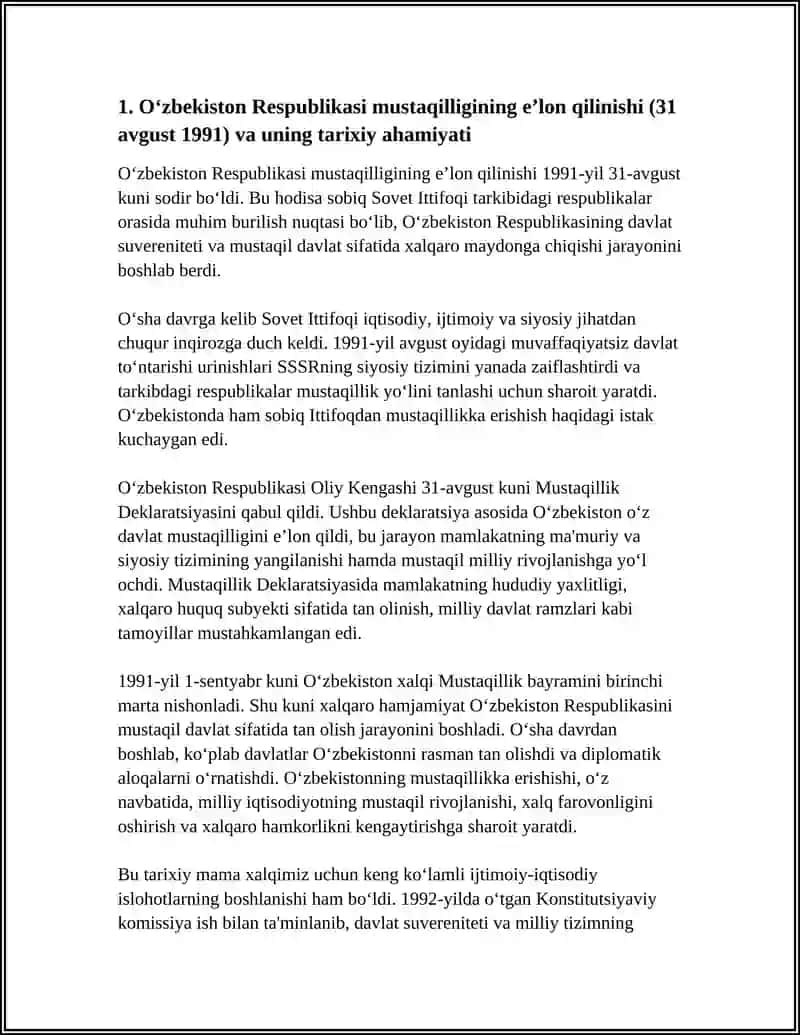 ÒZBEKISTON RESPUBLIKASINING TASHKIL TOPISH VA UNING TARIXIY AHAMIYATI 4