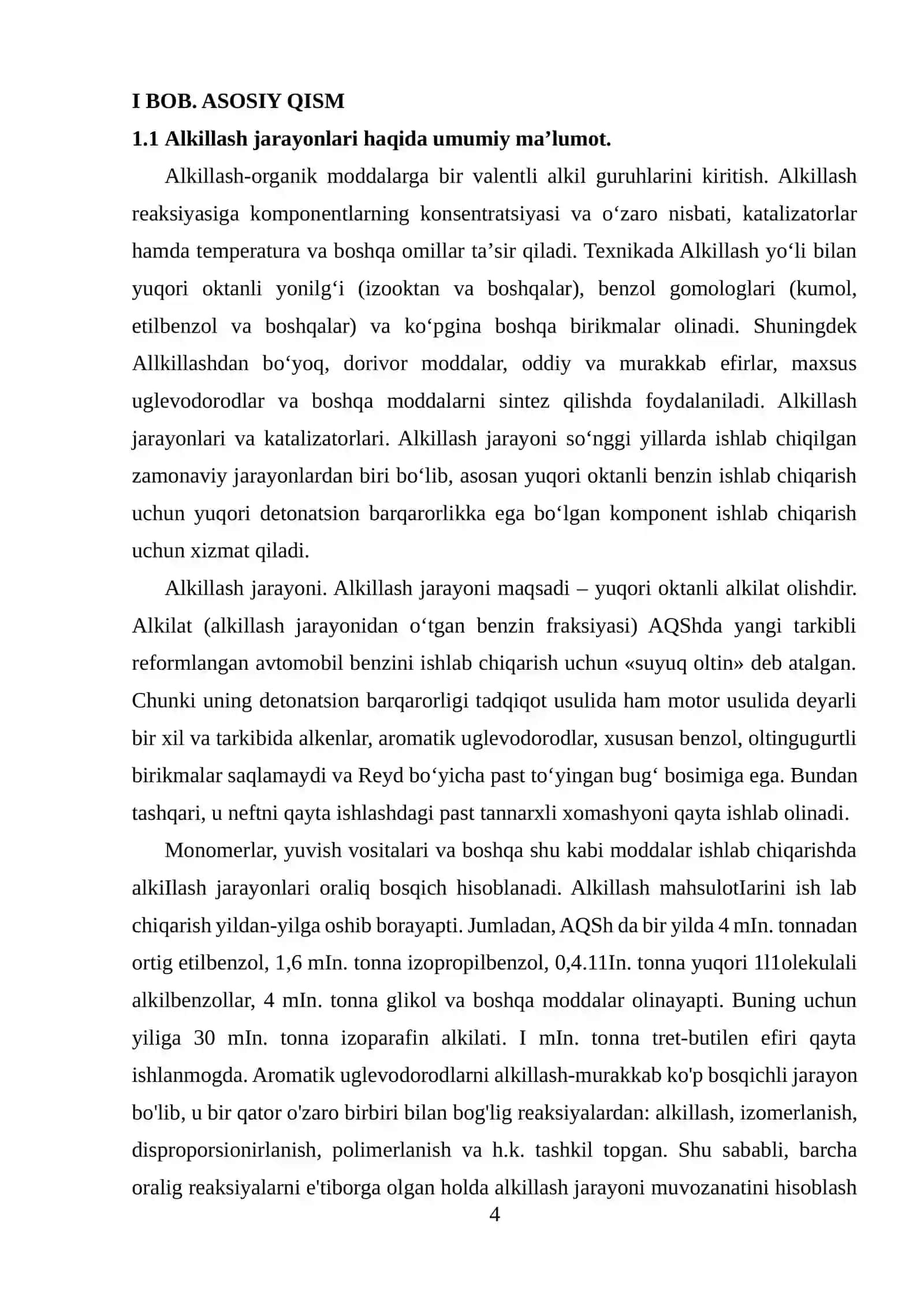 Alkillash jarayonlari va katalizatorlari 4