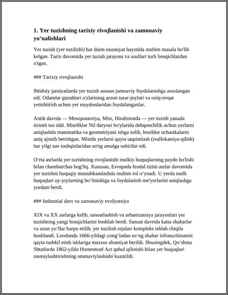 Yer Tuzishning Rivojlanishi va Ungining Zamnaviy Muammlar 4