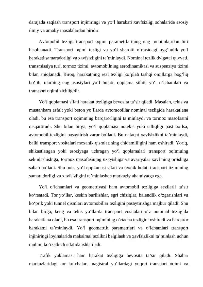 Avtomobil harakati xavfsizligi va o'lchamlarining baholash 4