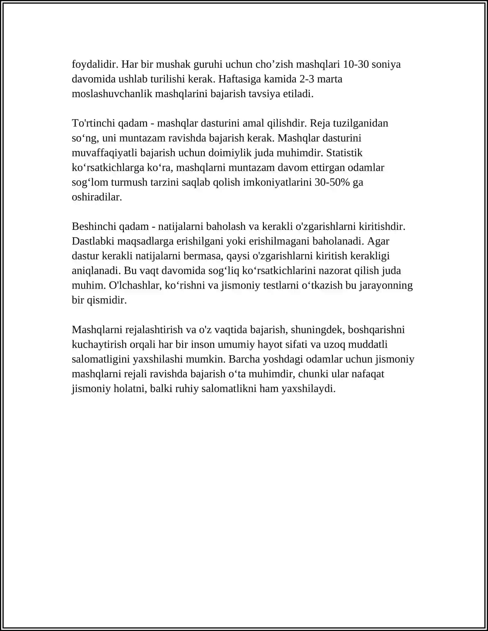 ERTALABKI BADAN TARBIYA MASHQLARI MAJMUASINI TUZISH 4