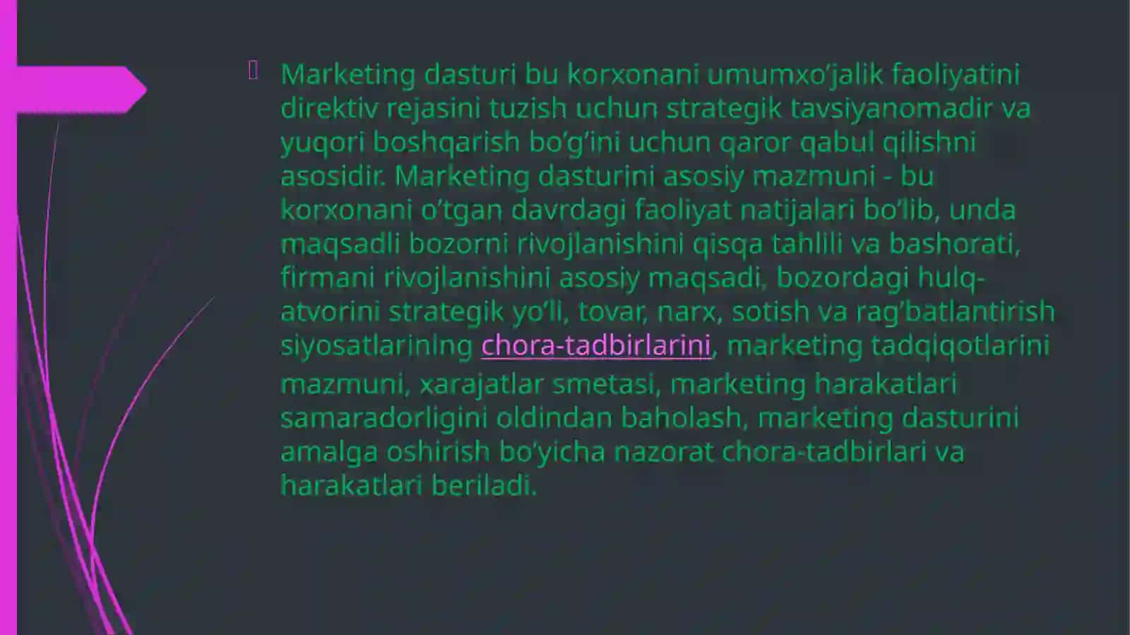 Marketing dasturlari va biznes rejasi 4