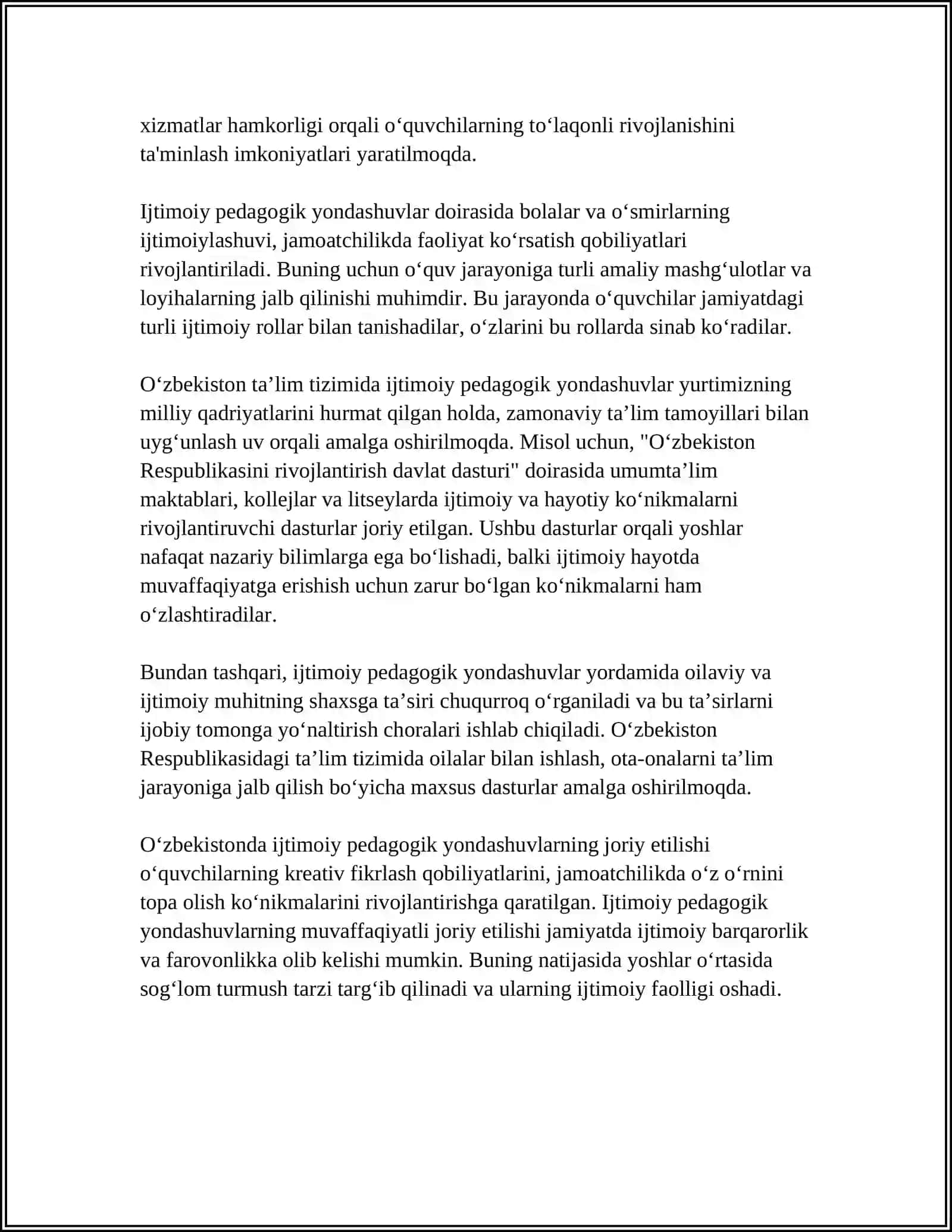 IJTIMOIY PEDAGOGNING KICHIK MAKTAB YOSHIDAGI BOLALAR BILAN OLIB BORADIGAN FAOLIYATI 4