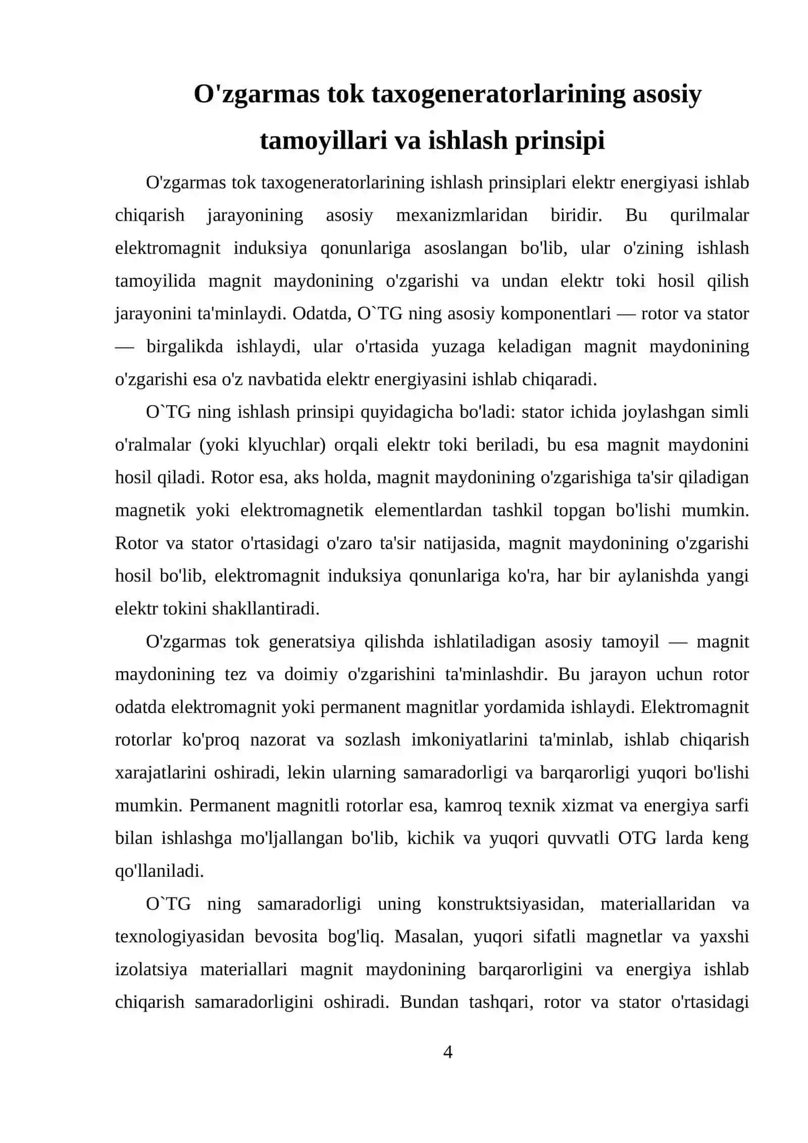 O'ZGARMAS TOK TAXOGENERATORLARI 4