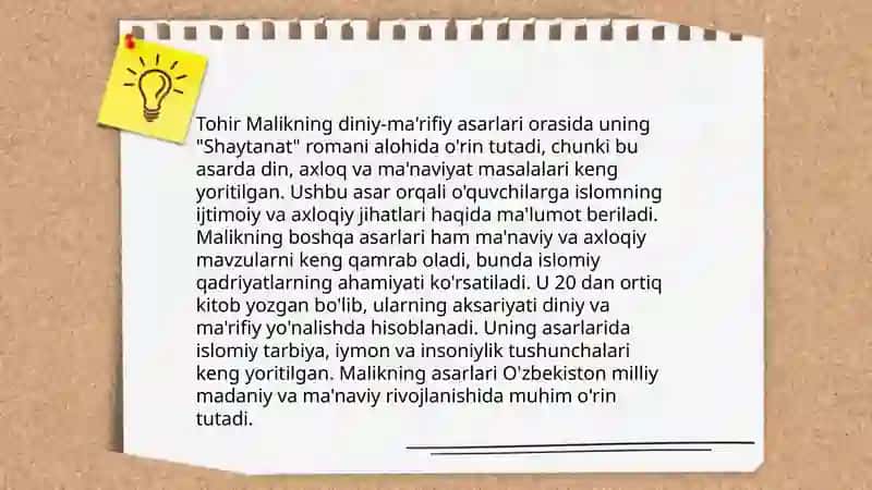 Tohir Malik ijodida ma'naviy, diniy-ma'rifiy qarashalar 4