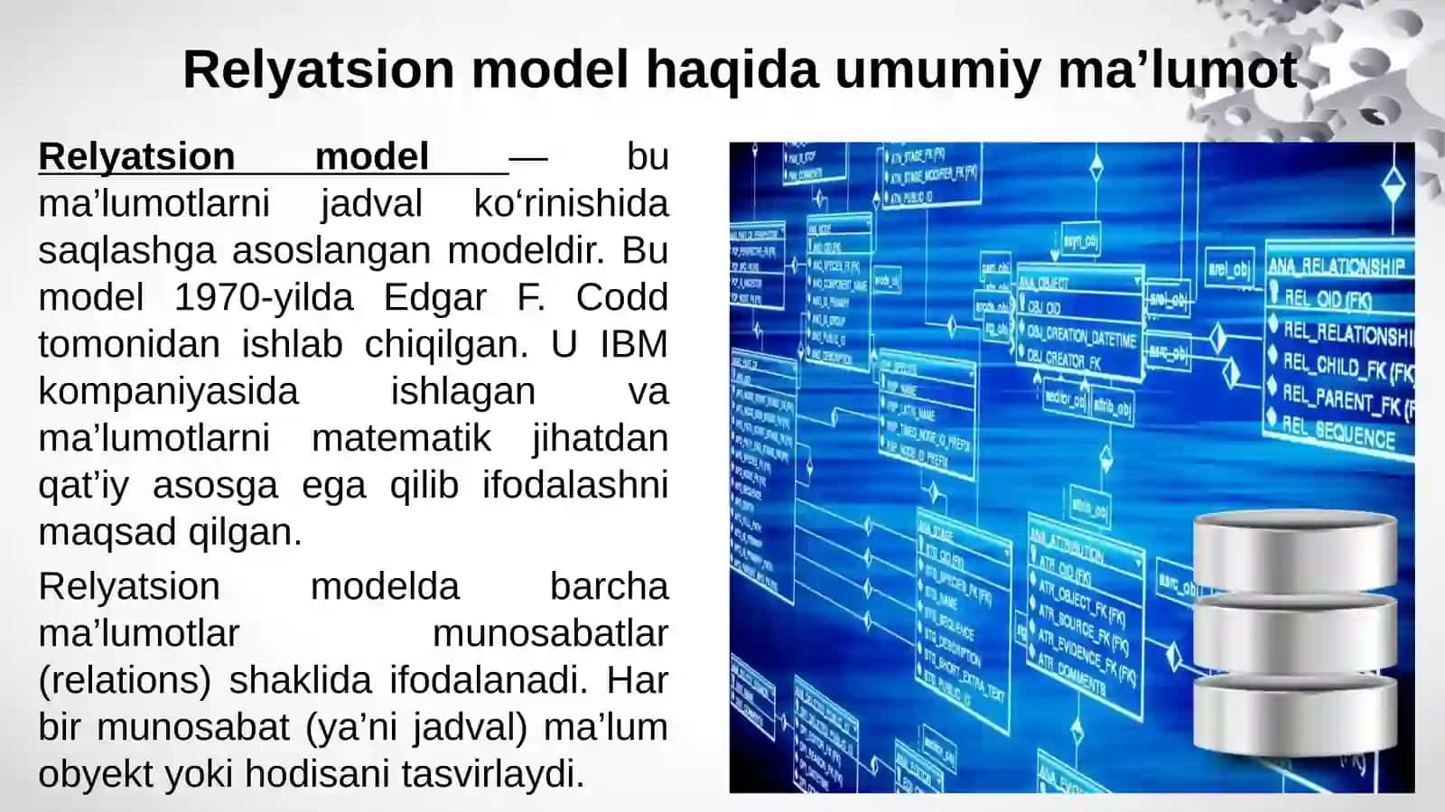 Relyatsion modelda munosabat tushunchasi va asosiy xossalari 4