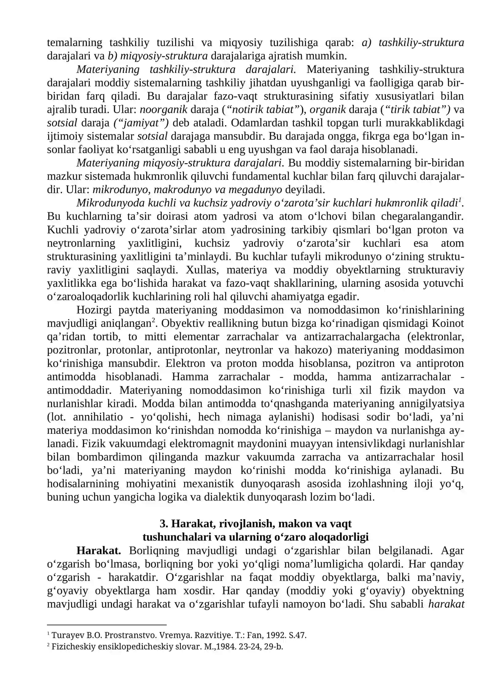 2 BORLIQ FALSAFASI (ONTOLOGIYA), RIVOJLANISH FALSAFASI 4