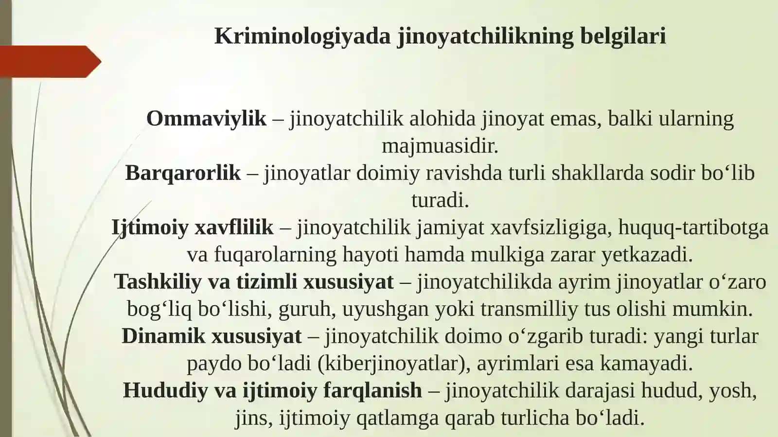 Jinoyatchilik tushinchasi, uning tarkibi va latent jinoyatchilik 4