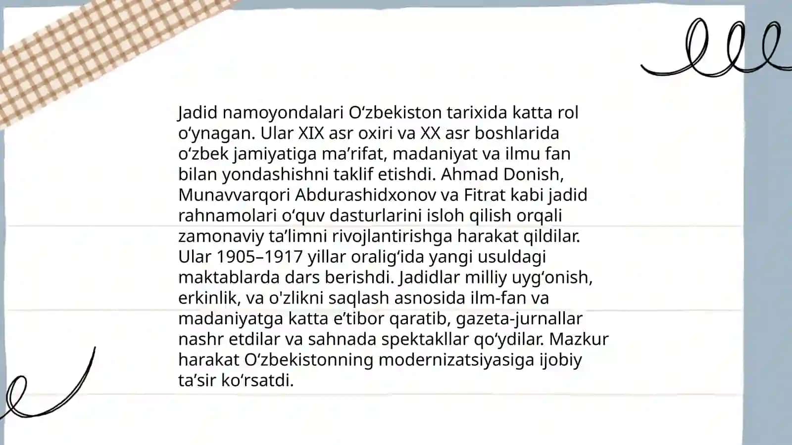 Jadid namoyondalarining ma'daniyati, maʼrifat adabiyotga oid fikrlari 4